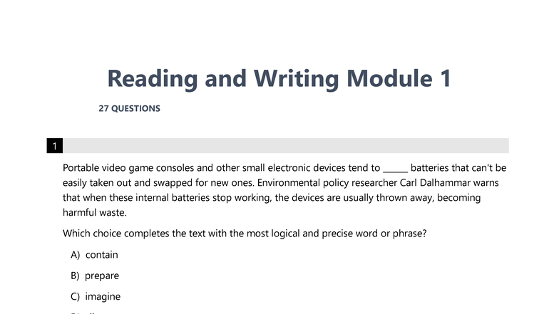Test 26: 202506 ASIAV 2 - SAT Reading and Writing Module Questions ...