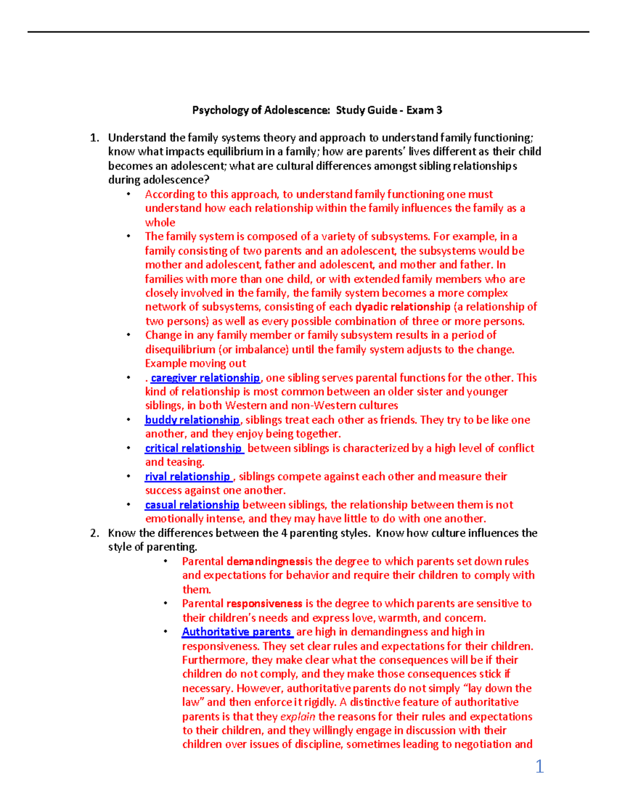 PSY 302 exam 3 study Guide - Psychology of Adolescence: Study Guide ...