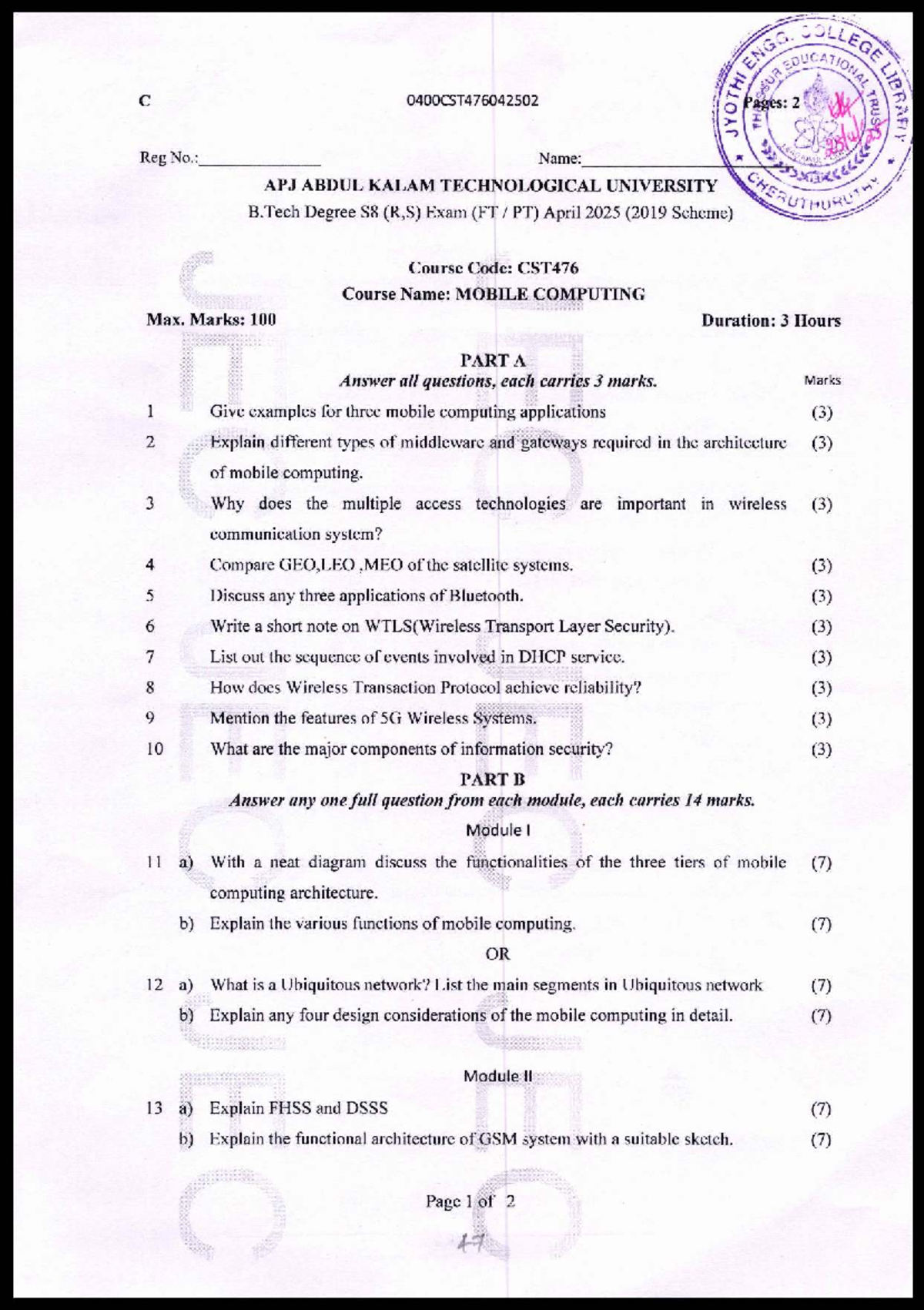 CST476 Mobile Computing: Comprehensive Exam Notes and Study Guide - Studocu