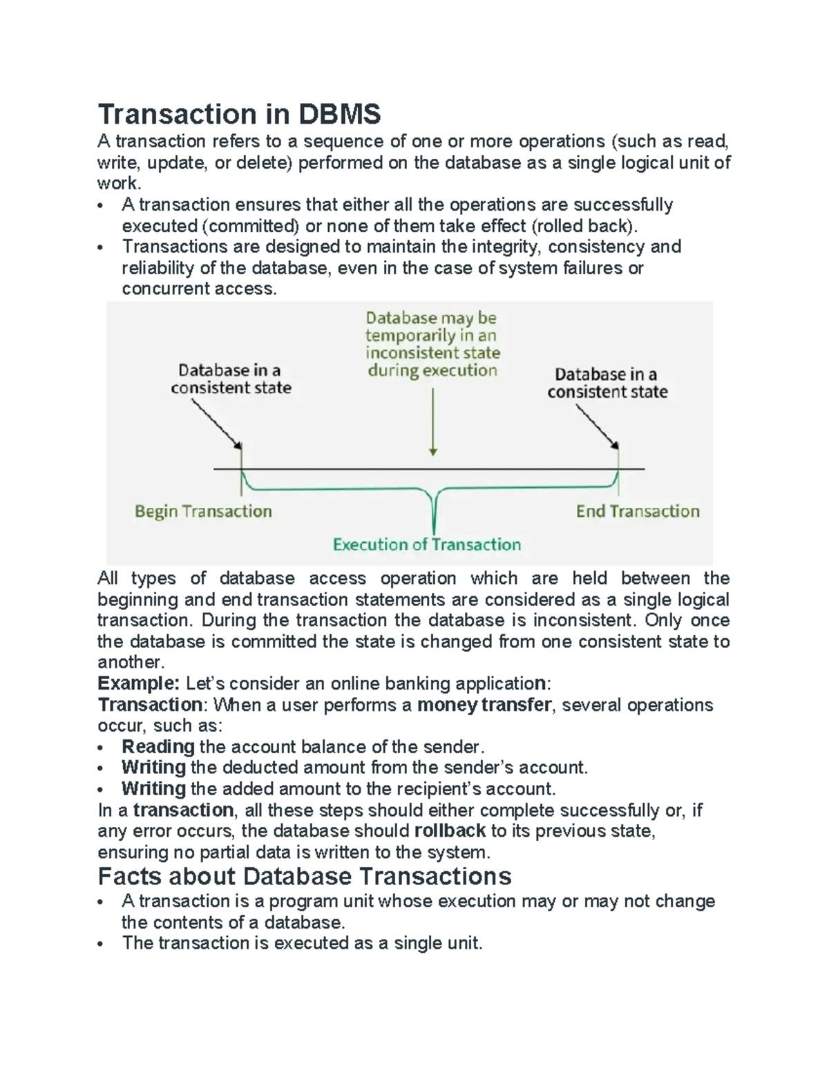 Unit 4 DBMS Transactions: Concepts and Properties - AKTU - Studocu
