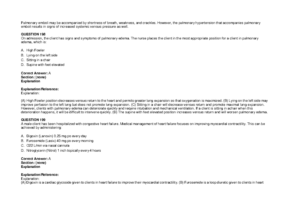 NCLEX-RN 2026: Pulmonary Edema & Heart Failure Management Notes - Studocu
