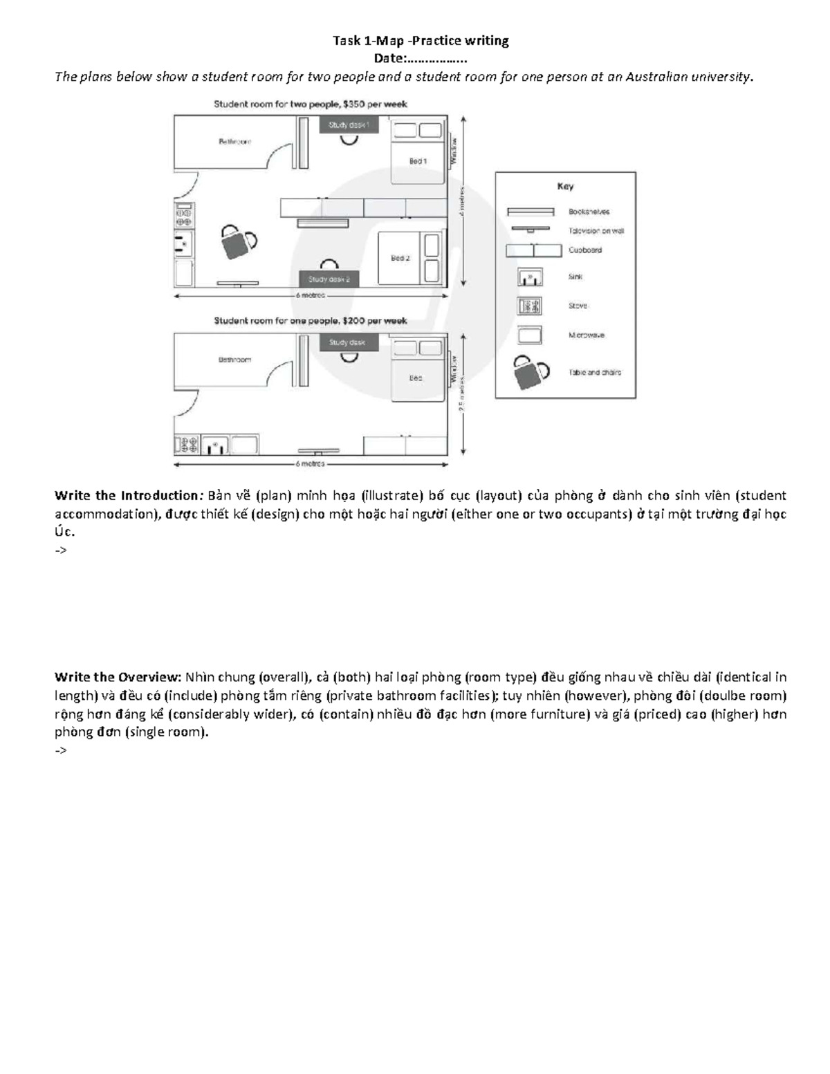 Task 1: Student Accommodation Plans for One and Two Occupants - Studocu
