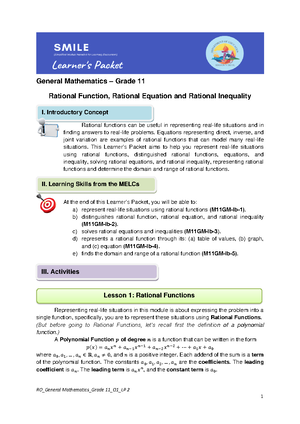 Ellipse - Module - Topic: Ellipse Lesson No.: 3 Quarter: First Duration ...
