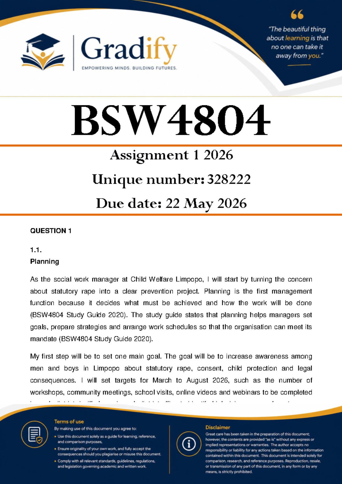 BSW4804 Assignment 1 Memo: Planning a Statutory Rape Prevention Project ...