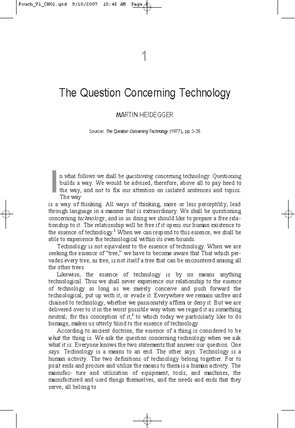 The Question Concerning Technology: Insights from Martin Heidegger ...