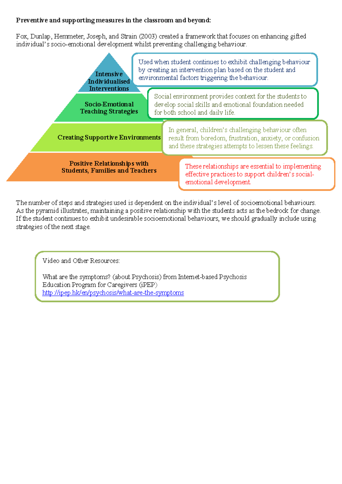 3.2.5 Preventive and supporting measures in the classroom and beyond ...
