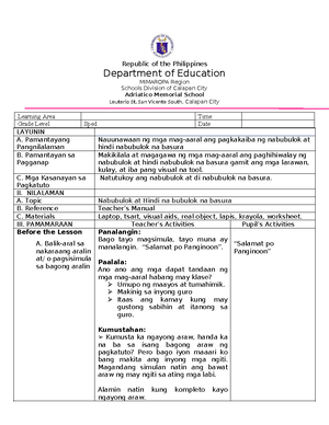 LP - Sample lesson plan - I. Objectives Students must be able to do the ...