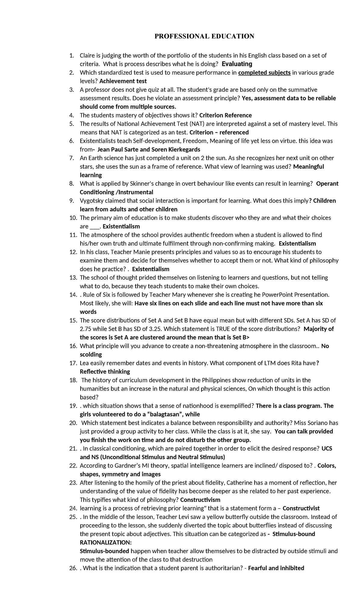 Prof-ed-2: Comprehensive Study on Professional Education Assessment and ...