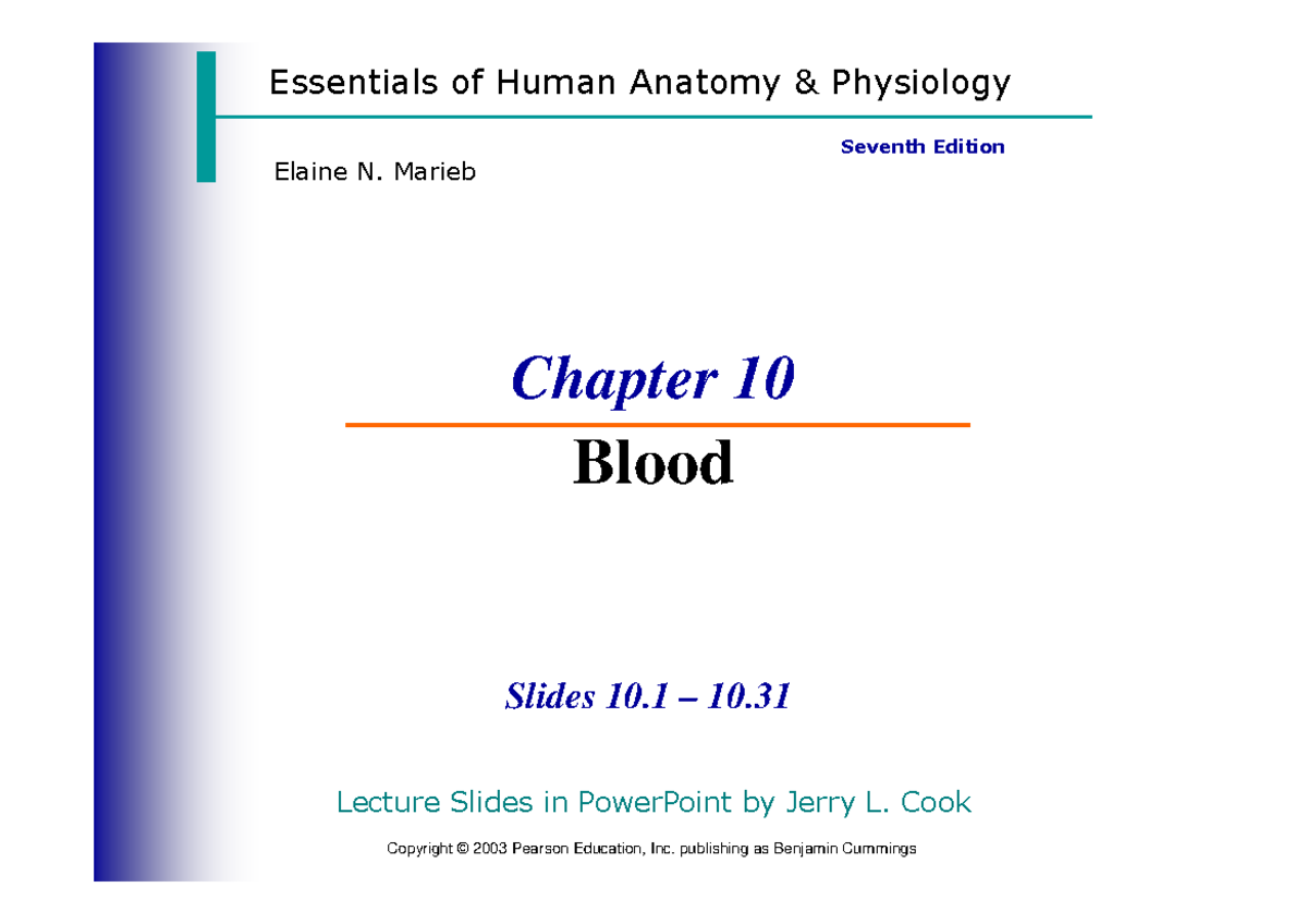 Human Anatomy & Physiology: Chapter 10 - Blood Overview - Studocu