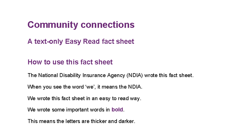 FS Community Connections: Easy Read Fact Sheet - Studocu
