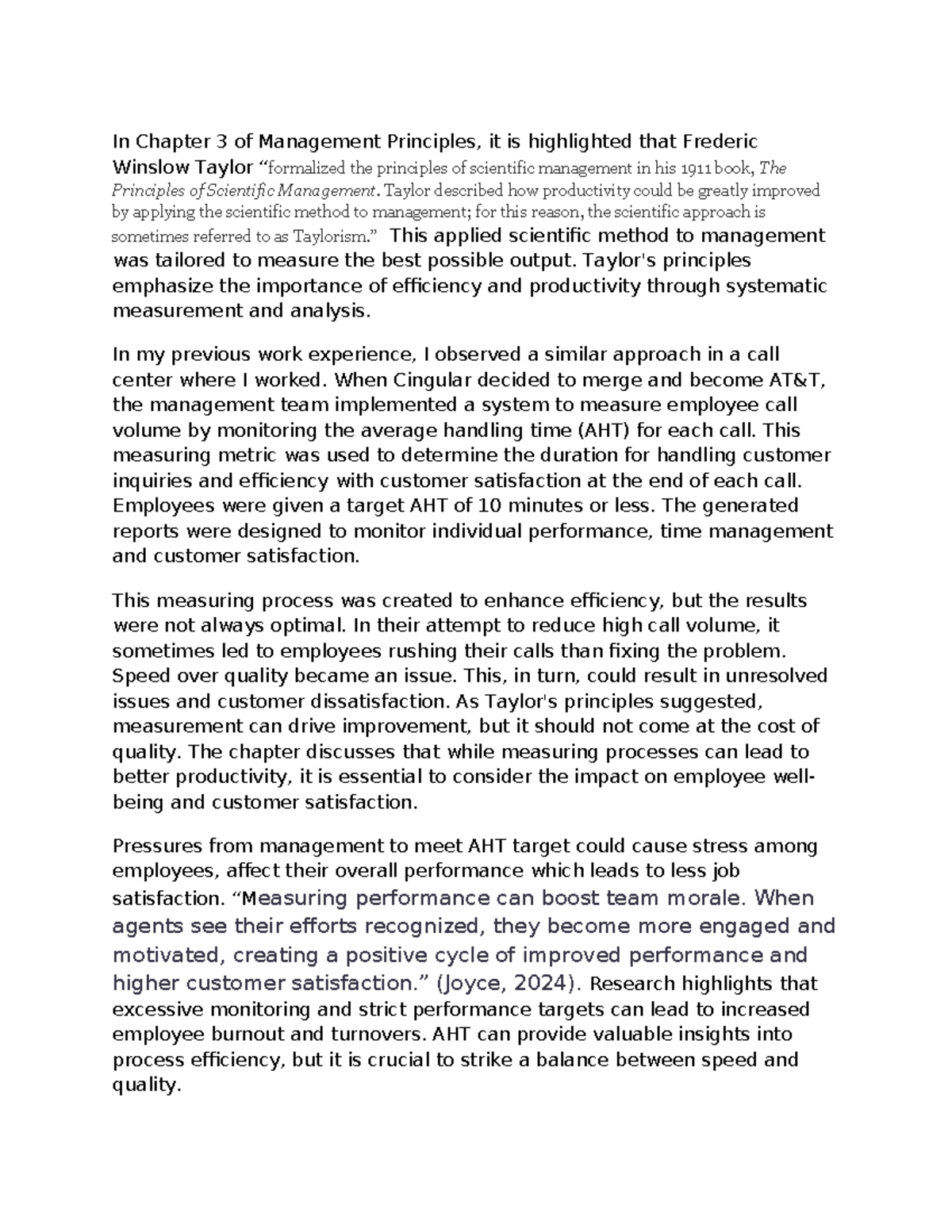 Chapter 3 Insights on Scientific Management Principles in MGT 101 - Studocu