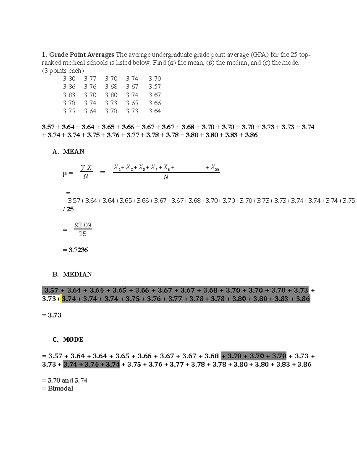 Activity#3 - Biostatistics (Finding Mean, Median, and Mode) - Studocu