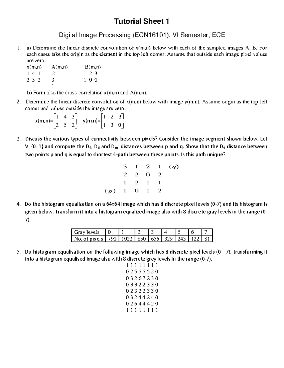 DIP-Tutorial Sheet 1 - mn nvv - Tutorial Sheet 1 Digital Image ...