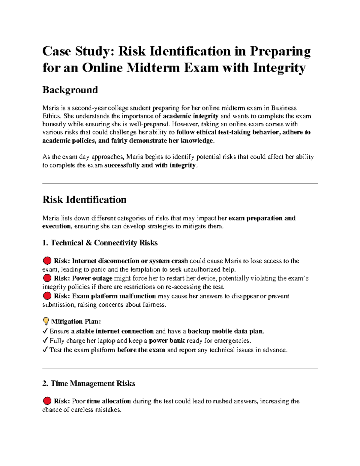 Business Ethics (BE 201) Midterm Exam Integrity Case Study - Studocu
