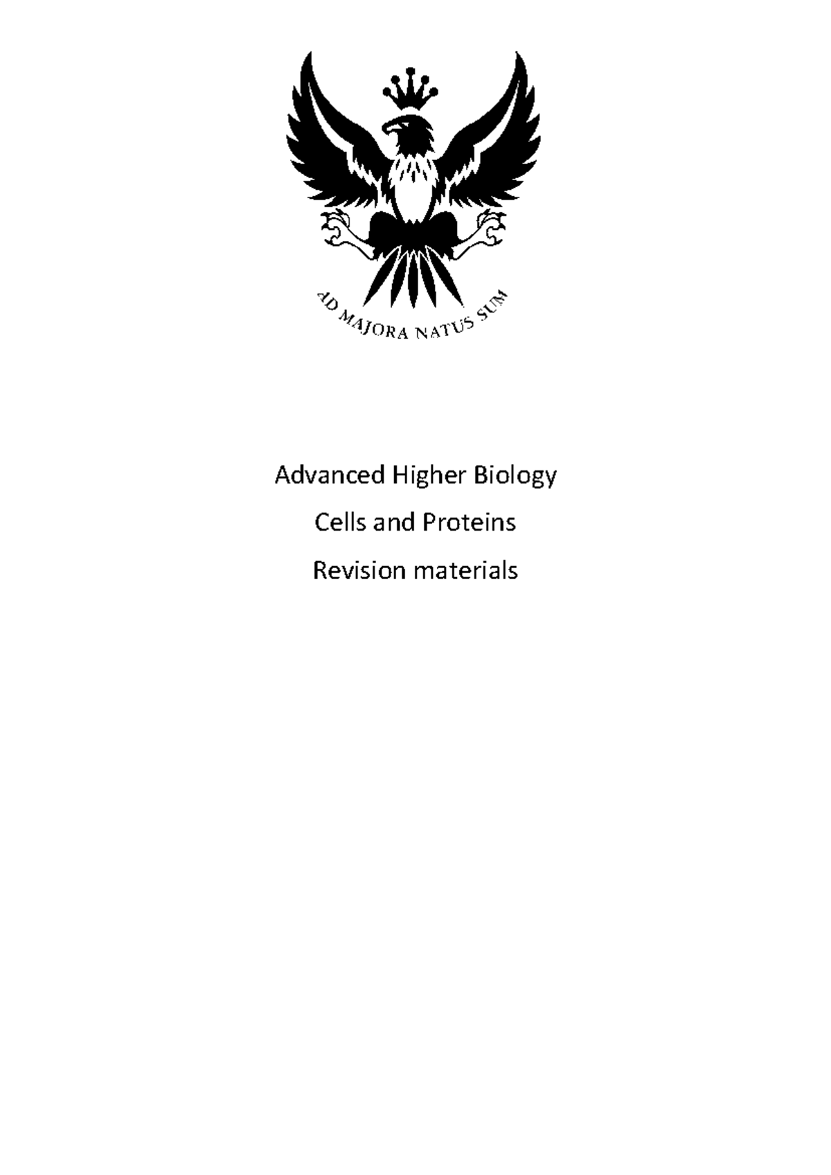 Advanced Higher Biology Unit 1: Cells & Proteins Revision Notes - Studocu