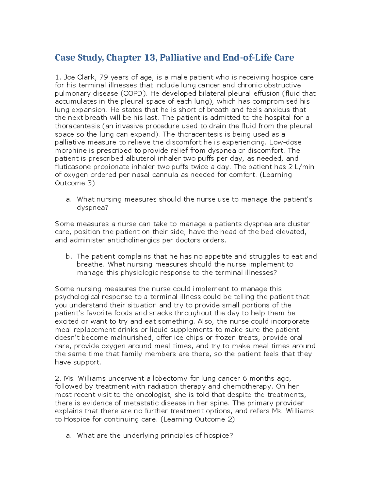 CS 13 - Case Study on Palliative & End-of-Life Care Strategies - Studocu