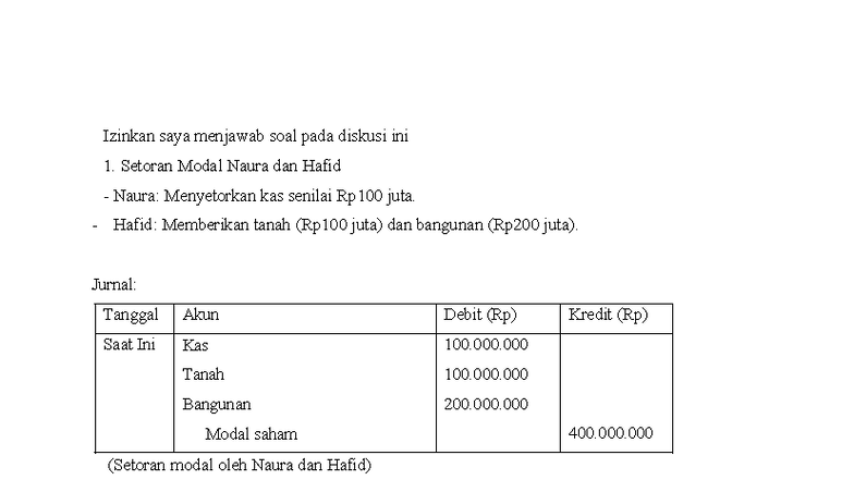 Diskusi 5 - Matematika: Setoran Modal dan Laba Ditahan - Studocu