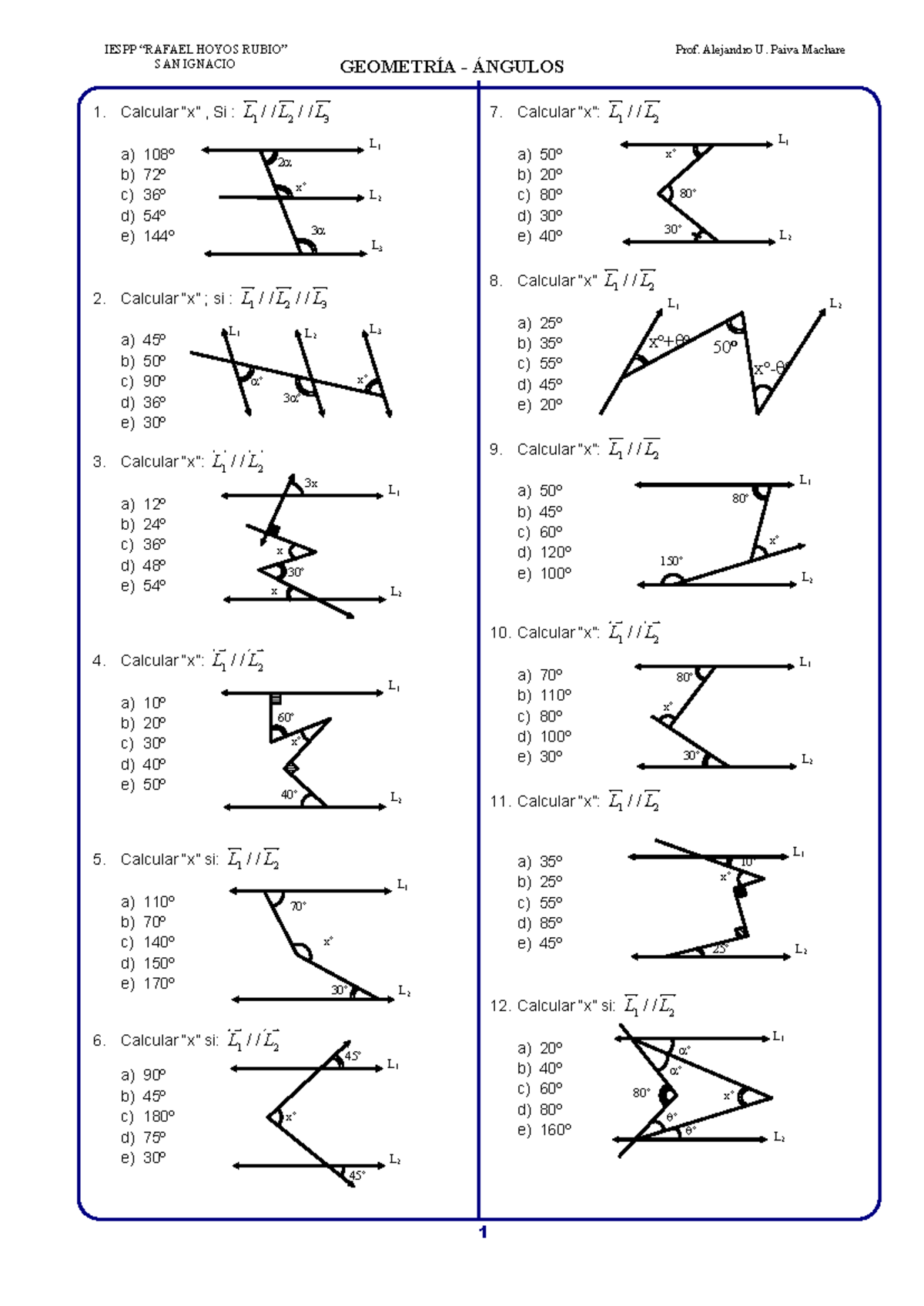 IESPP HOYOS SAN IGNACIO - Práctica de Cálculo de Ángulos - Studocu