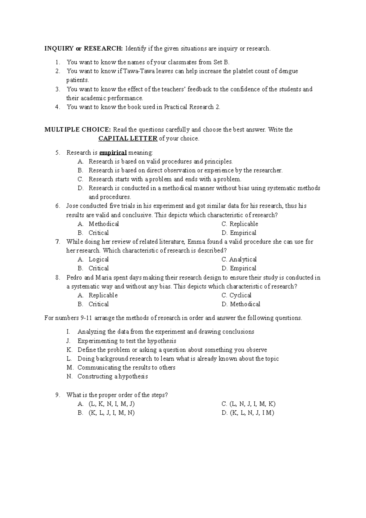 Assessment - Practice Exercises for Qualitative vs Quantitative ...