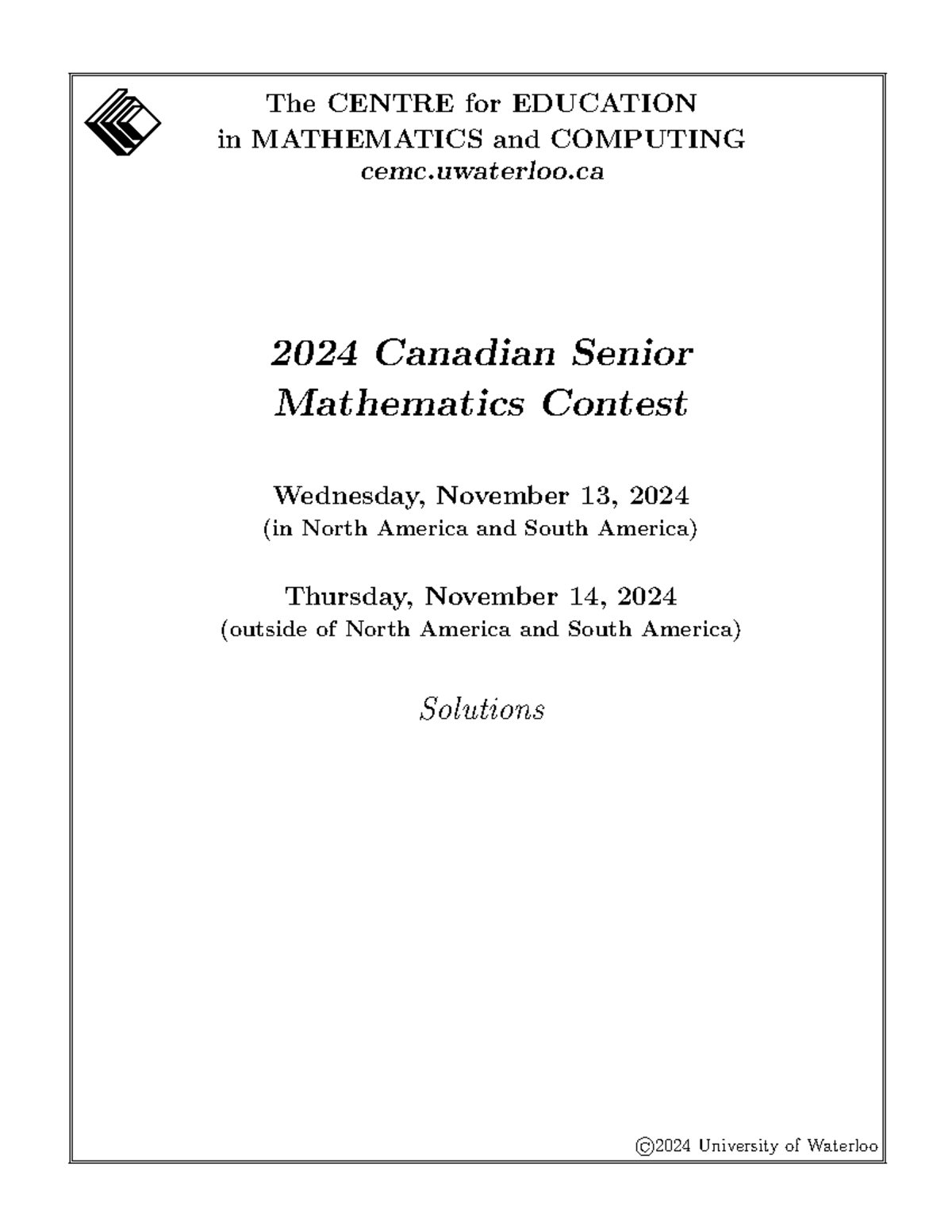2024 CSMC Solutions: Comprehensive Contest Answers - Studocu