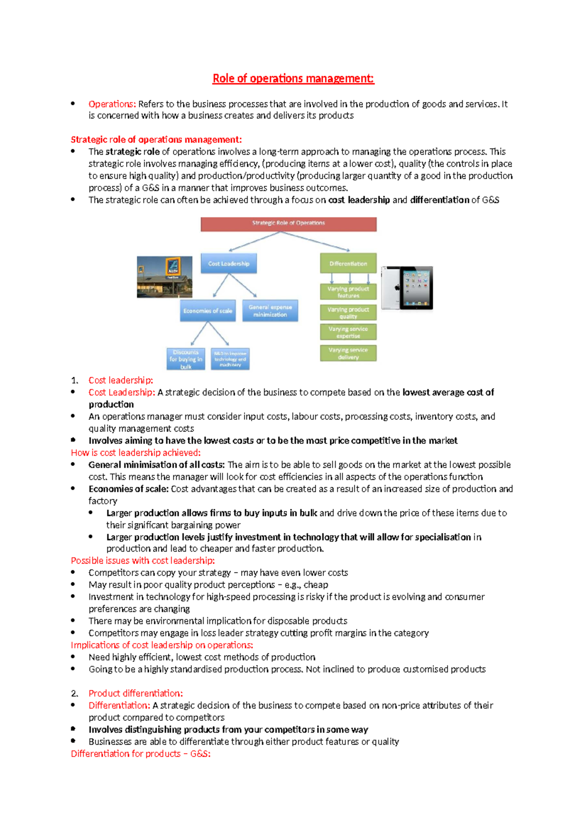 Business Studies HSC Operations Notes - Role of operations management ...