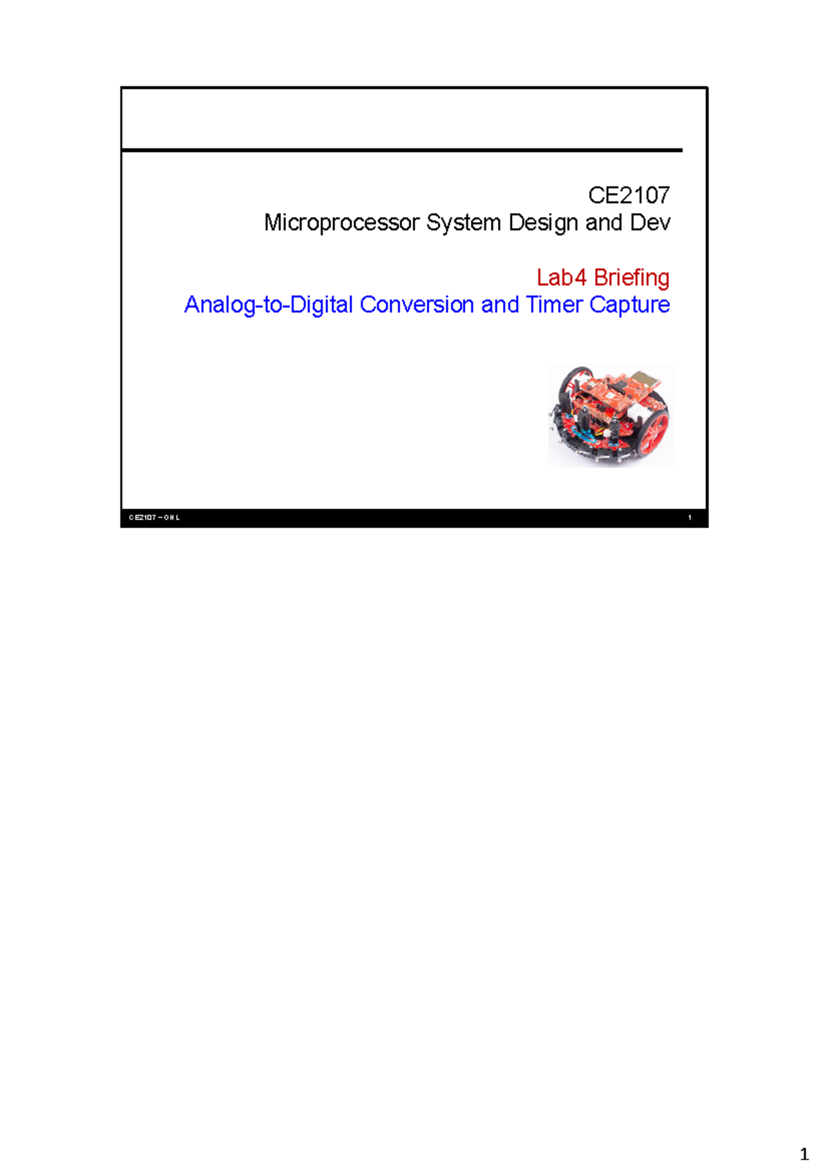 CE2107 Lab4 Briefing: ADC Conversion & Timer Capture Overview - Studocu