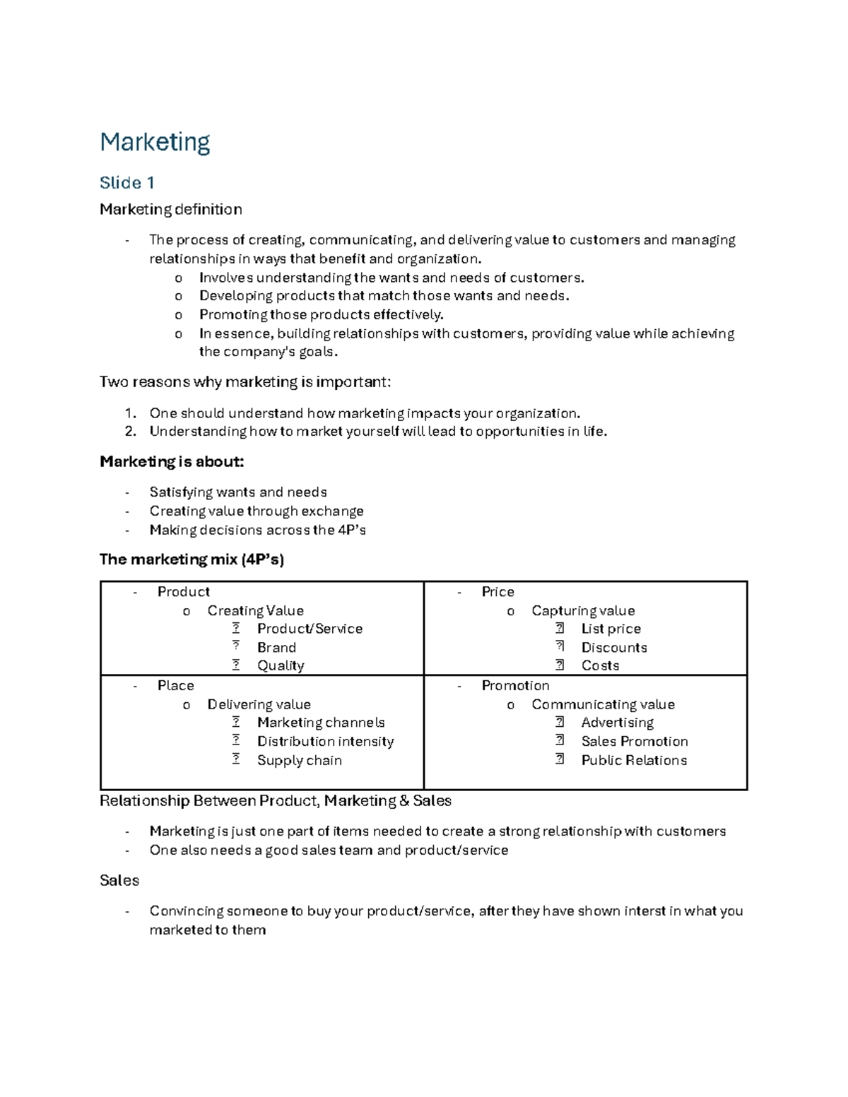Marketing Notes: Key Concepts and Strategies for Success - Studocu