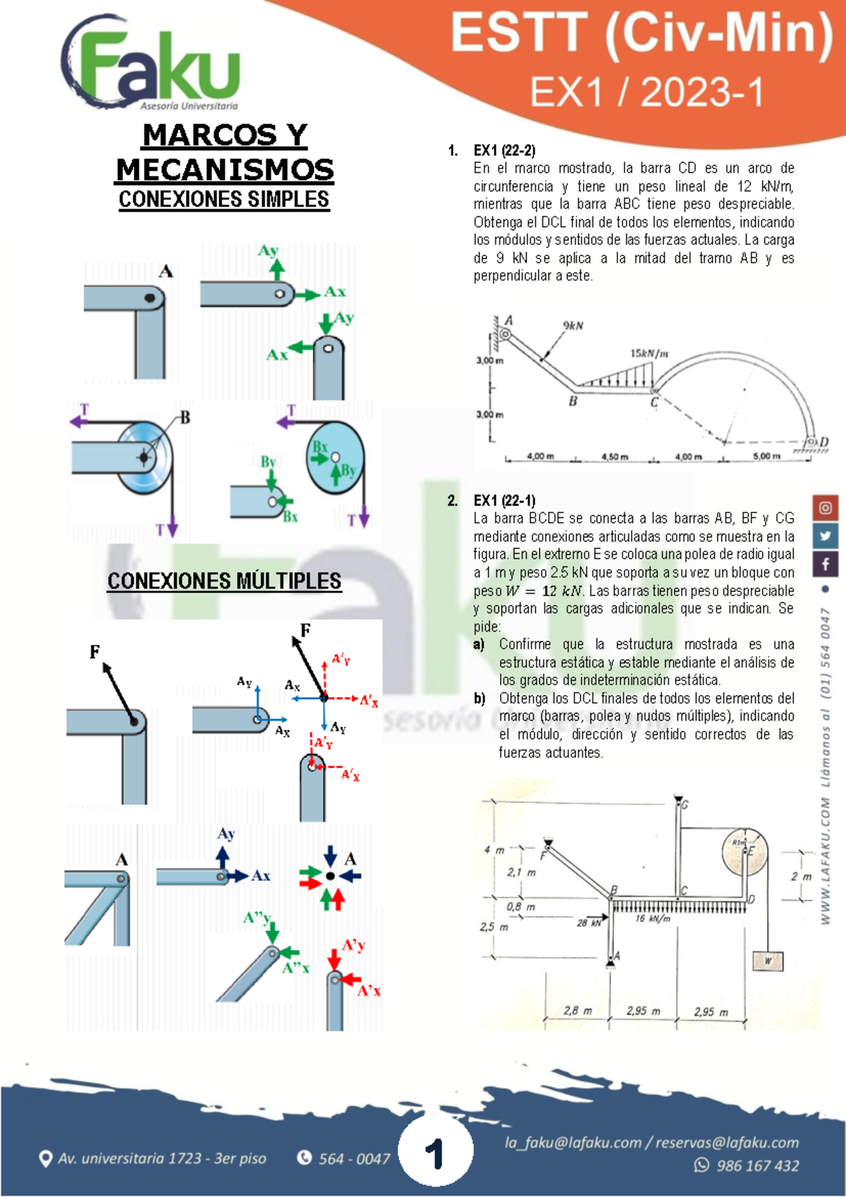 EX1 - Ejercicios sobre DCL y Tracción/Compresión en Estructuras - Document Preview