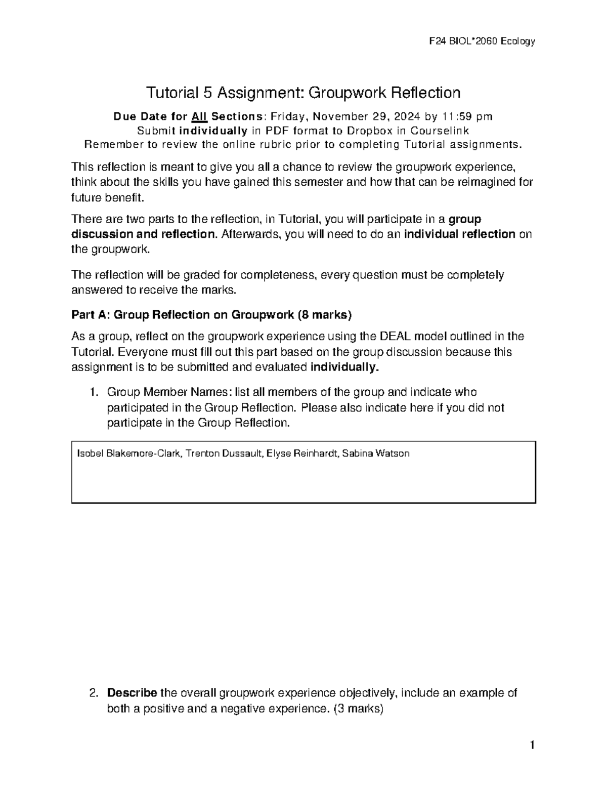 Tutorial 5 Research Proposal and Groupwork Reflection - Tutorial 5 ...