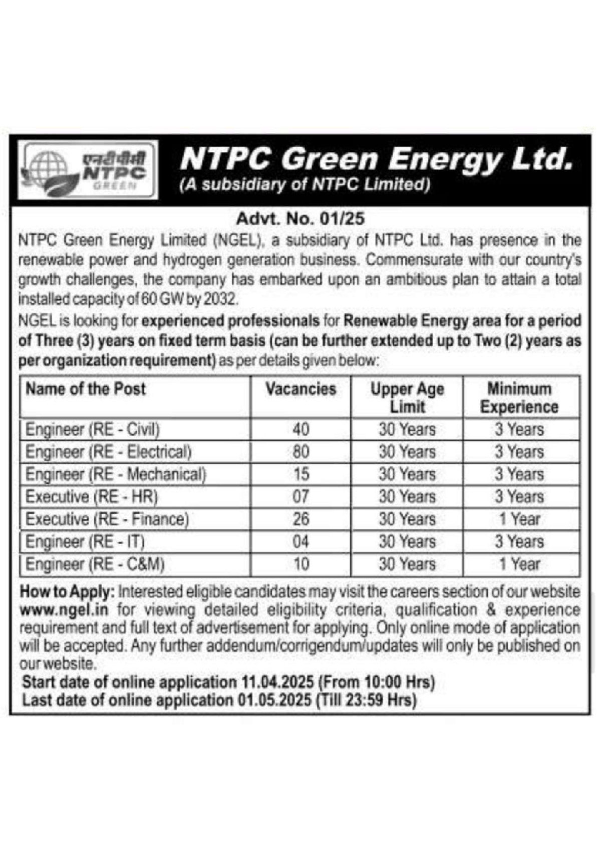 NTPC Green Energy Engineer & Executive Jobs Vacancy Announcement - Studocu