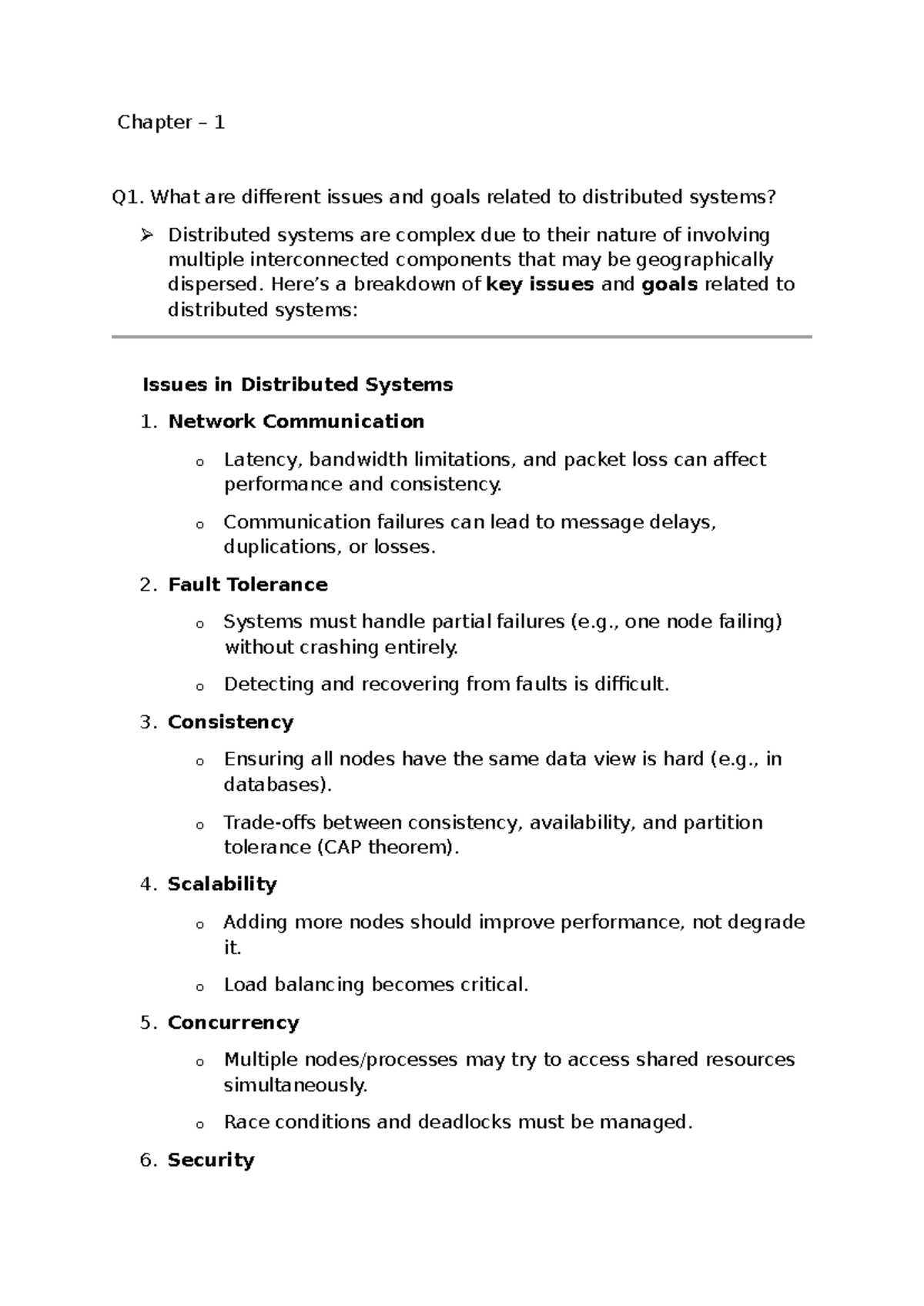 Distributed Computing Final Exam: Key Issues and Goals in Distributed ...