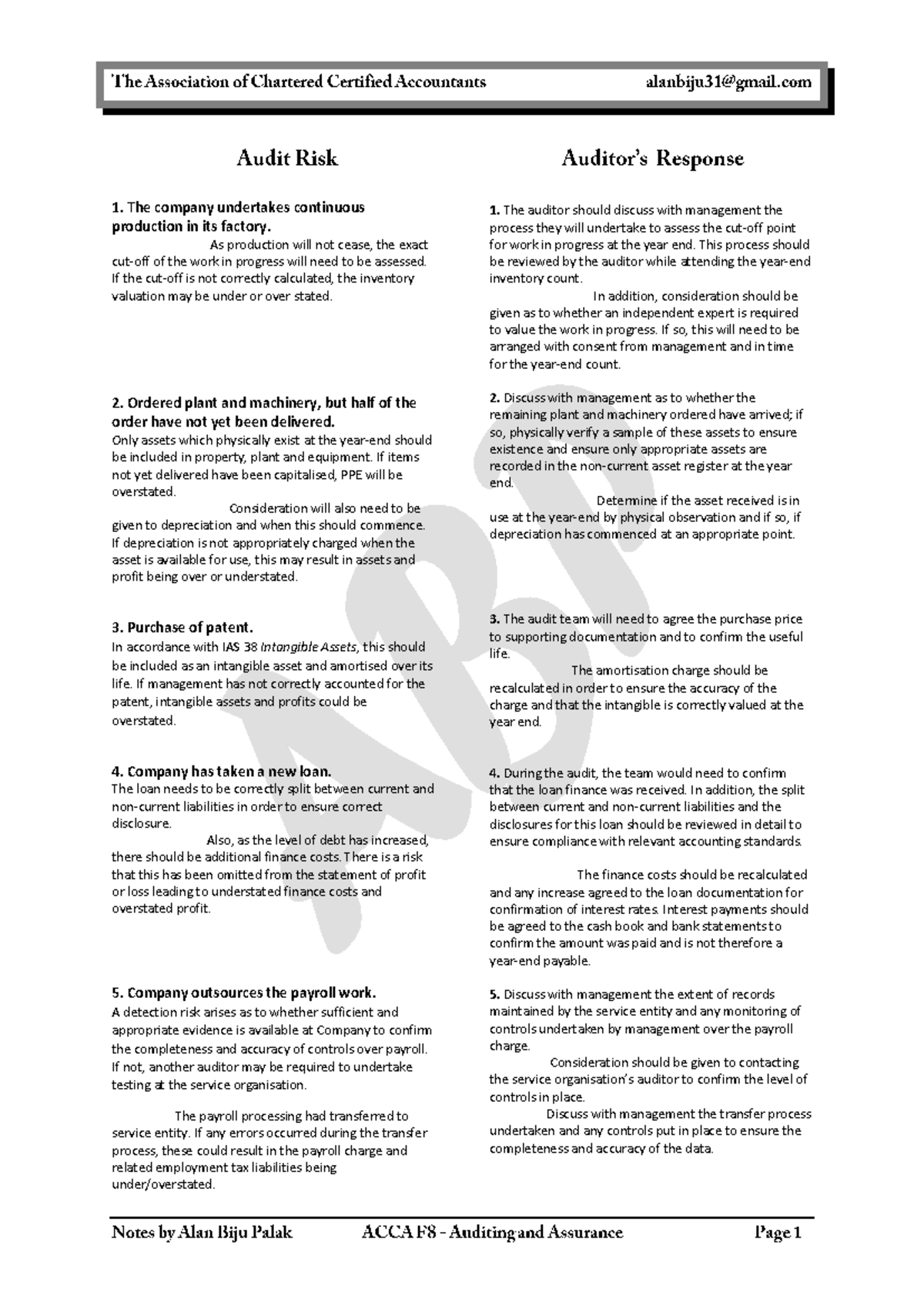 ACCA F8 - Identifying Audit Risks and Best Practices for Reporting ...