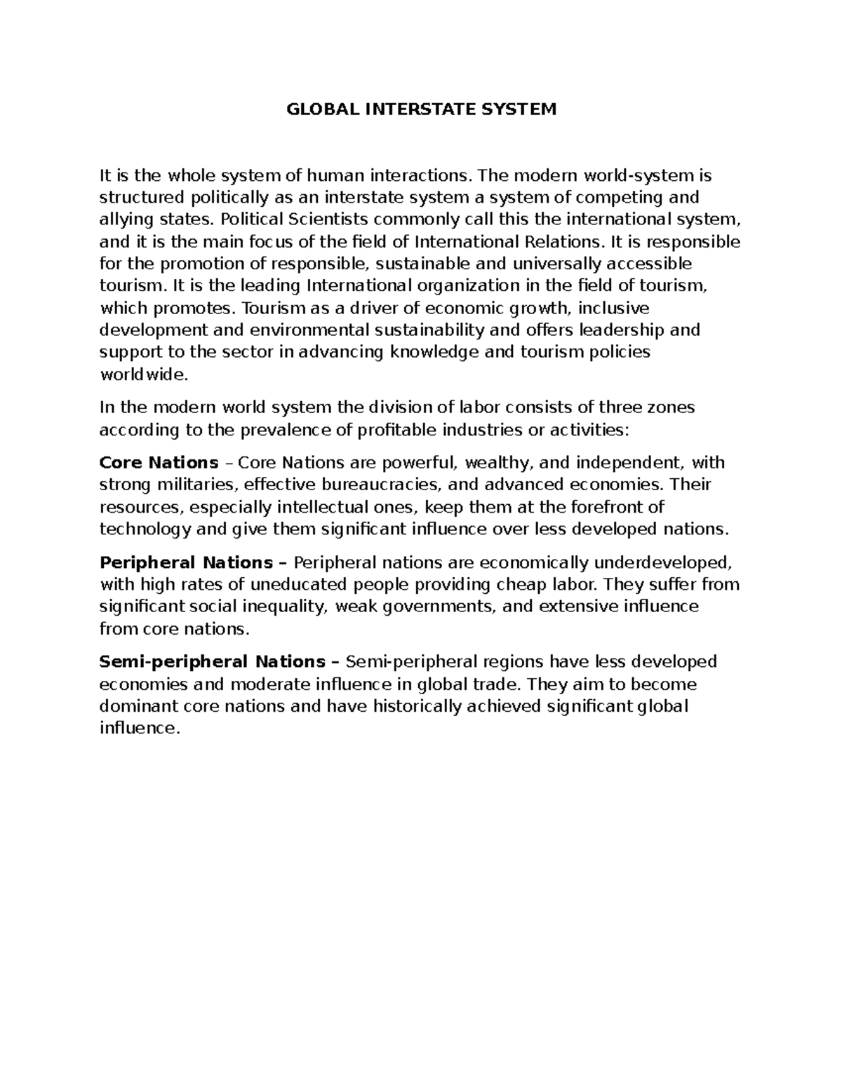 Global- Interstate- System - GLOBAL INTERSTATE SYSTEM It is the whole ...