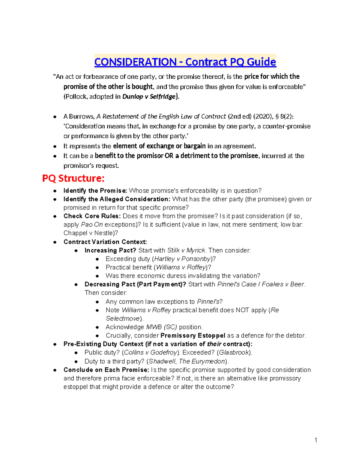 Consideration Contract PQ Guide: Understanding Enforceability and ...