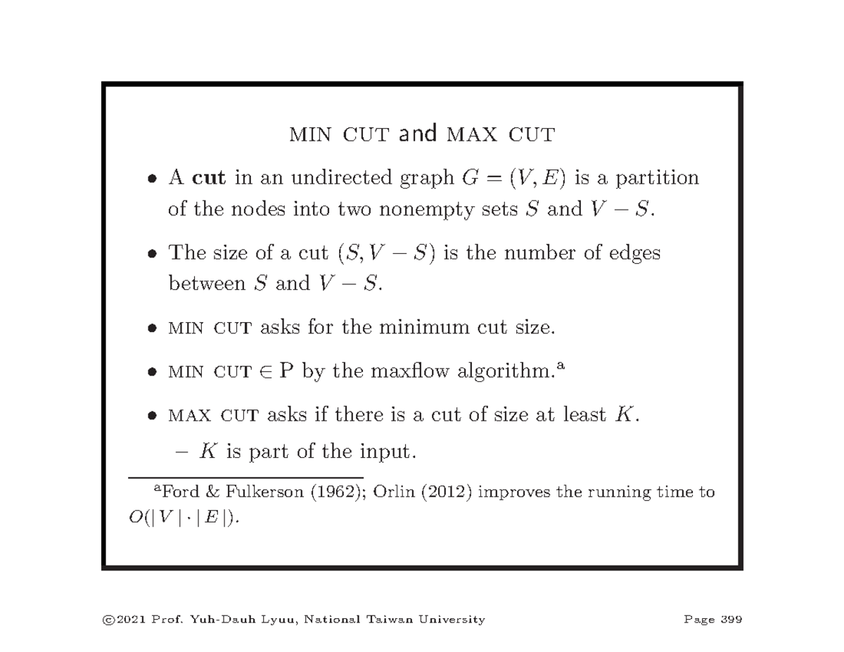 Title: Algorithms and Complexity: Min Cut and Max Cut Analysis (CS101 ...