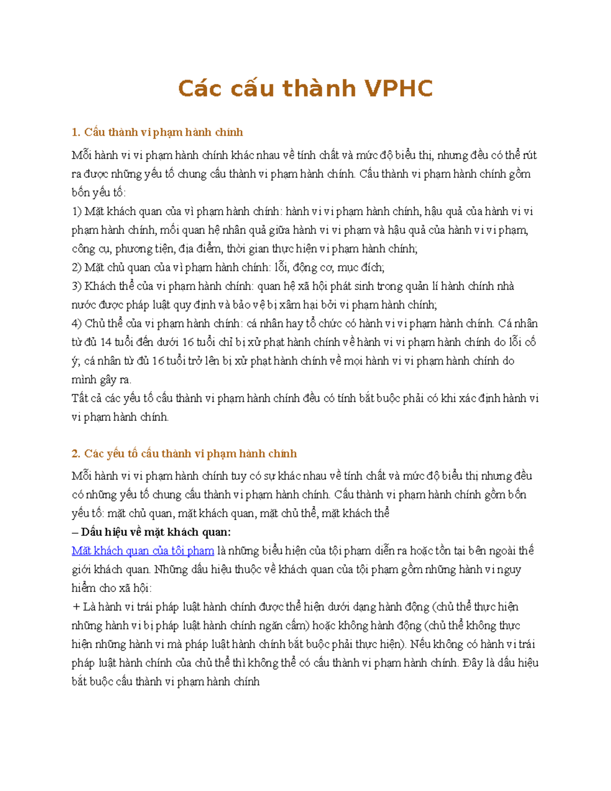Các cấu thành VPHC n2 - pháp luật đại cương - Các cấu thành VPHC Cấu ...