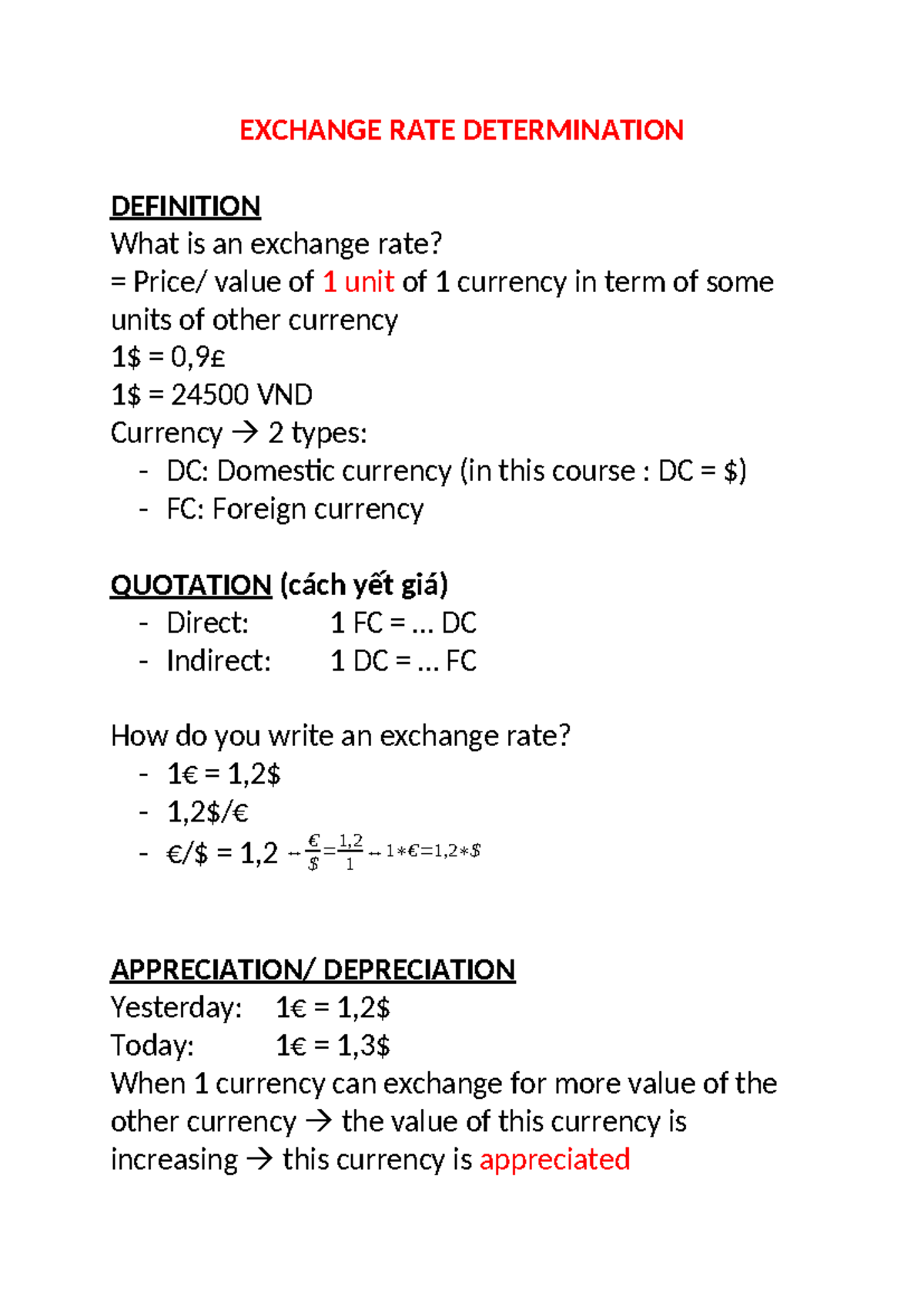 Lecture 2 Exchange RATE Determination - EXCHANGE RATE DETERMINATION ...