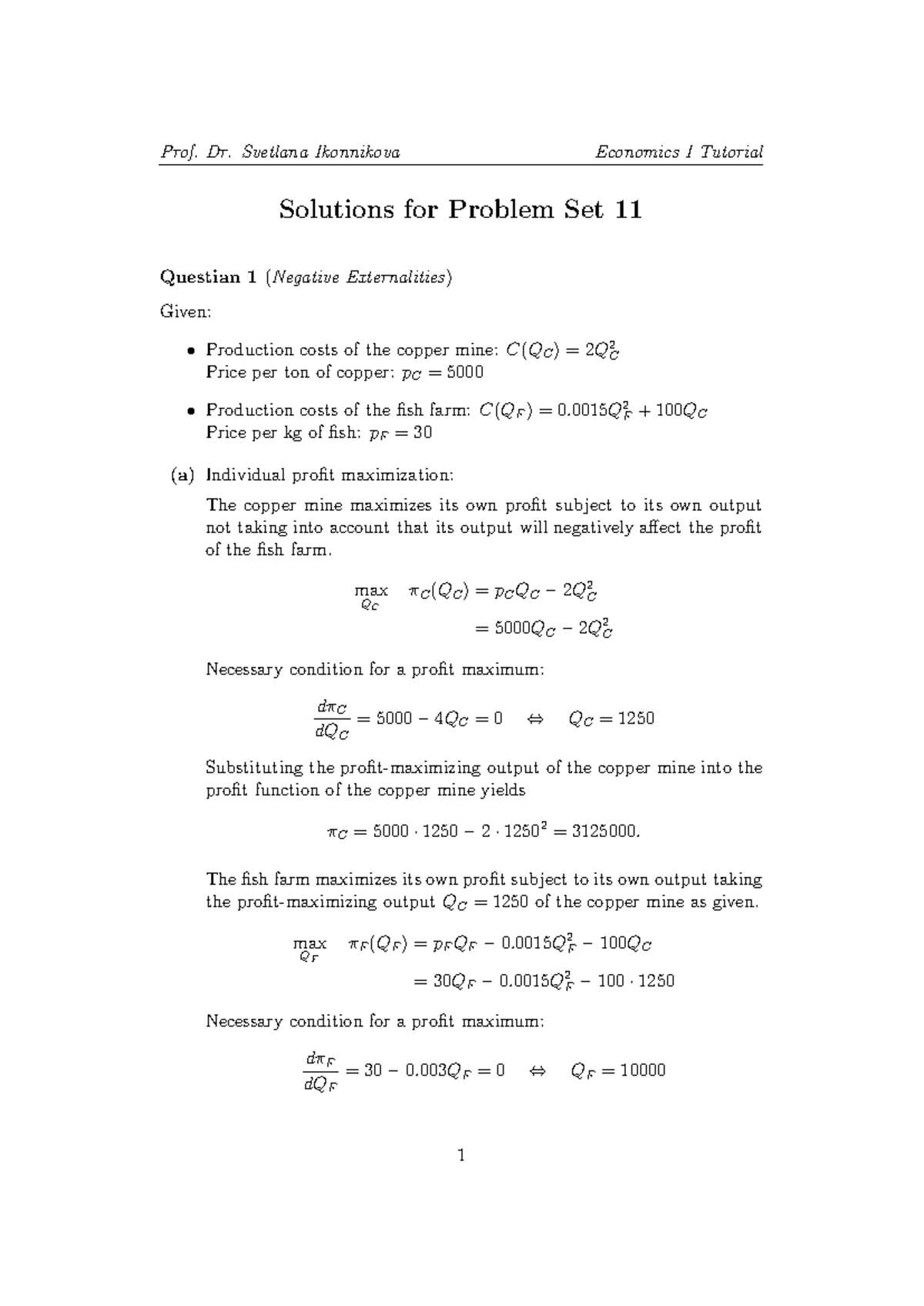 Problem Set 11 Solutions - Microeconomics I (WS 25) - Studocu