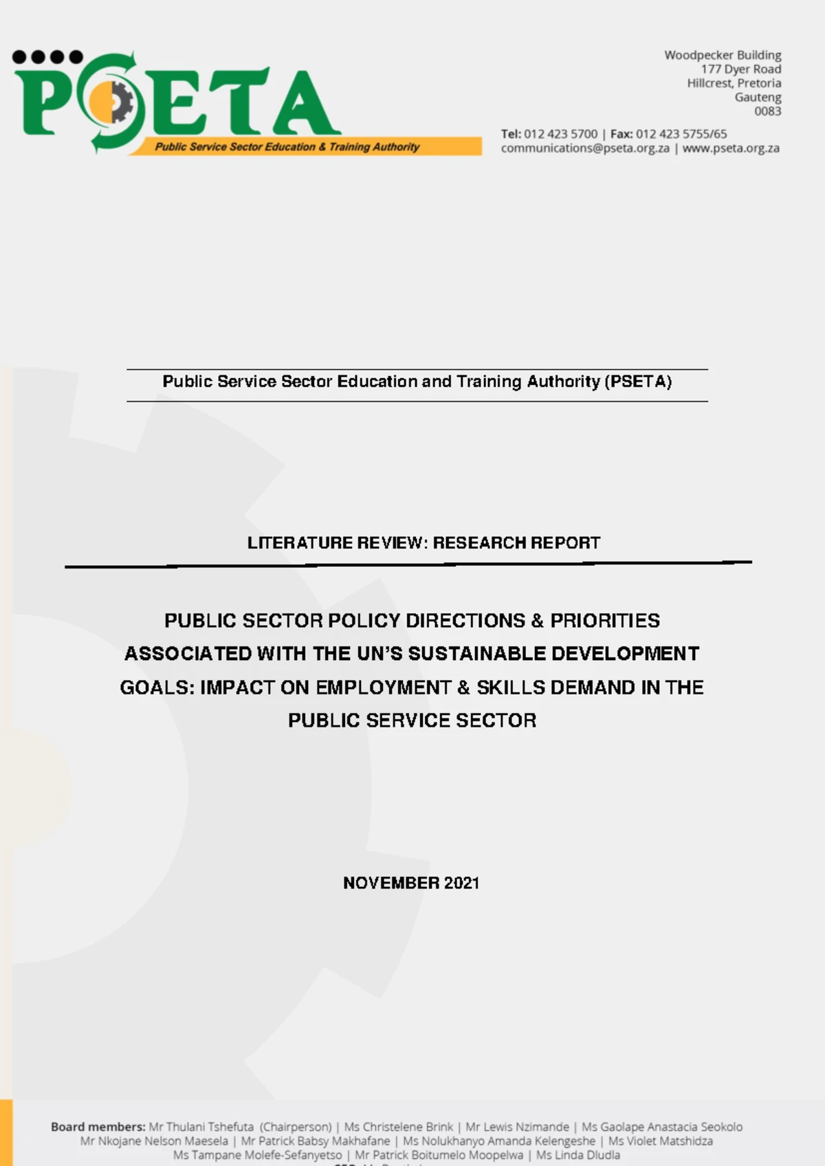 Challenges in South Africa's PSET System on Local Governance ...