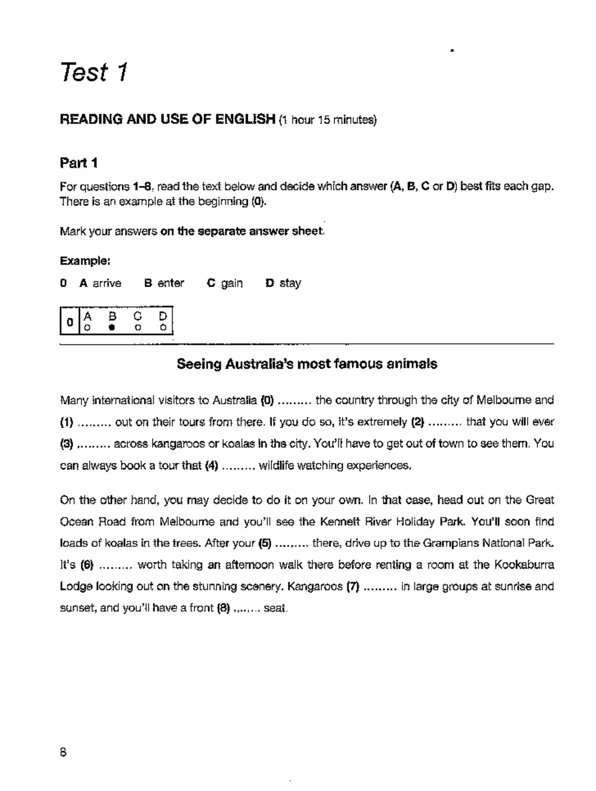 Test 1: Reading and Use of English Exam (1h 15m) - Studocu