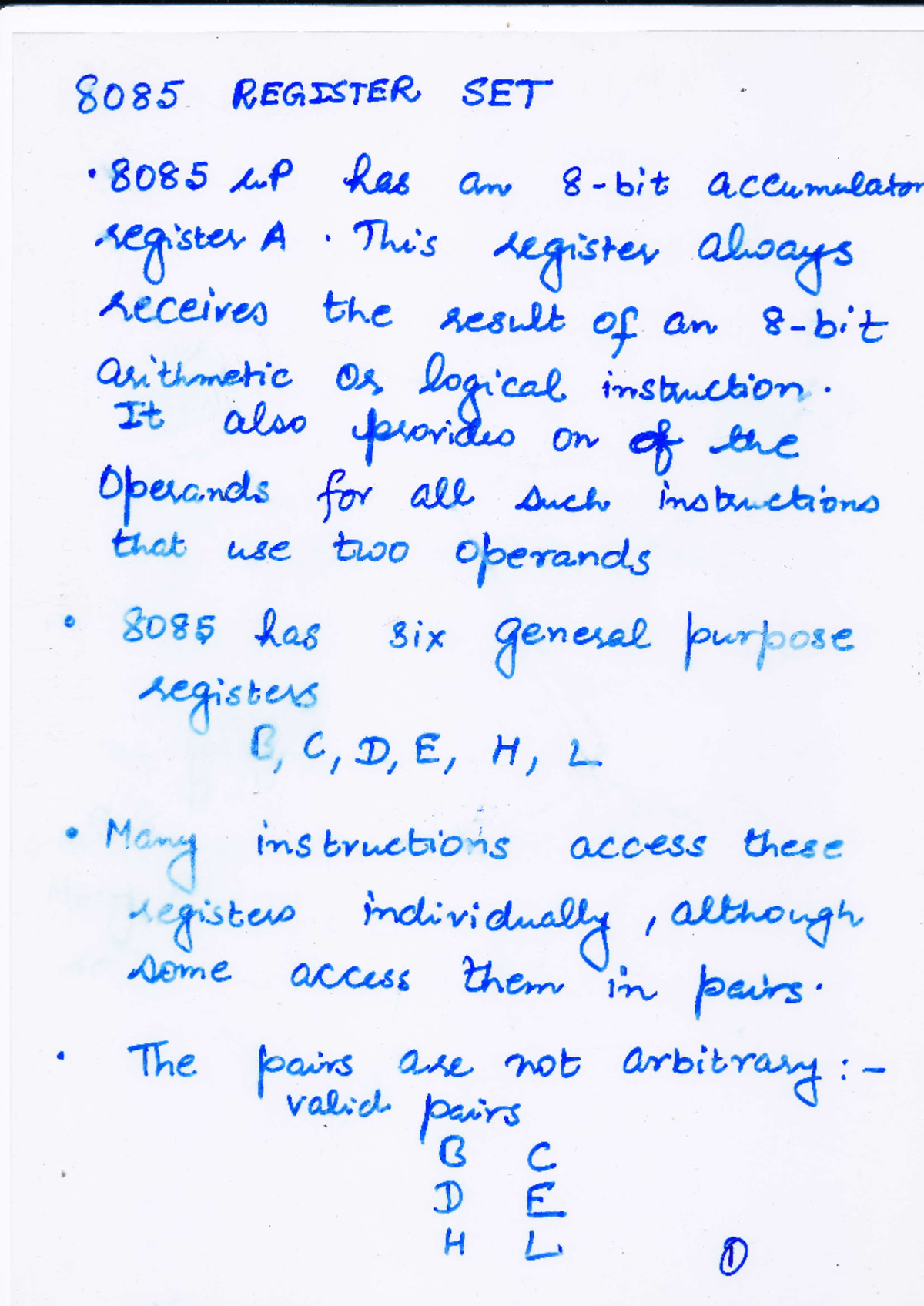 8085 notes, basic about 8085 and its properties - 6085 &eA's' SET ...