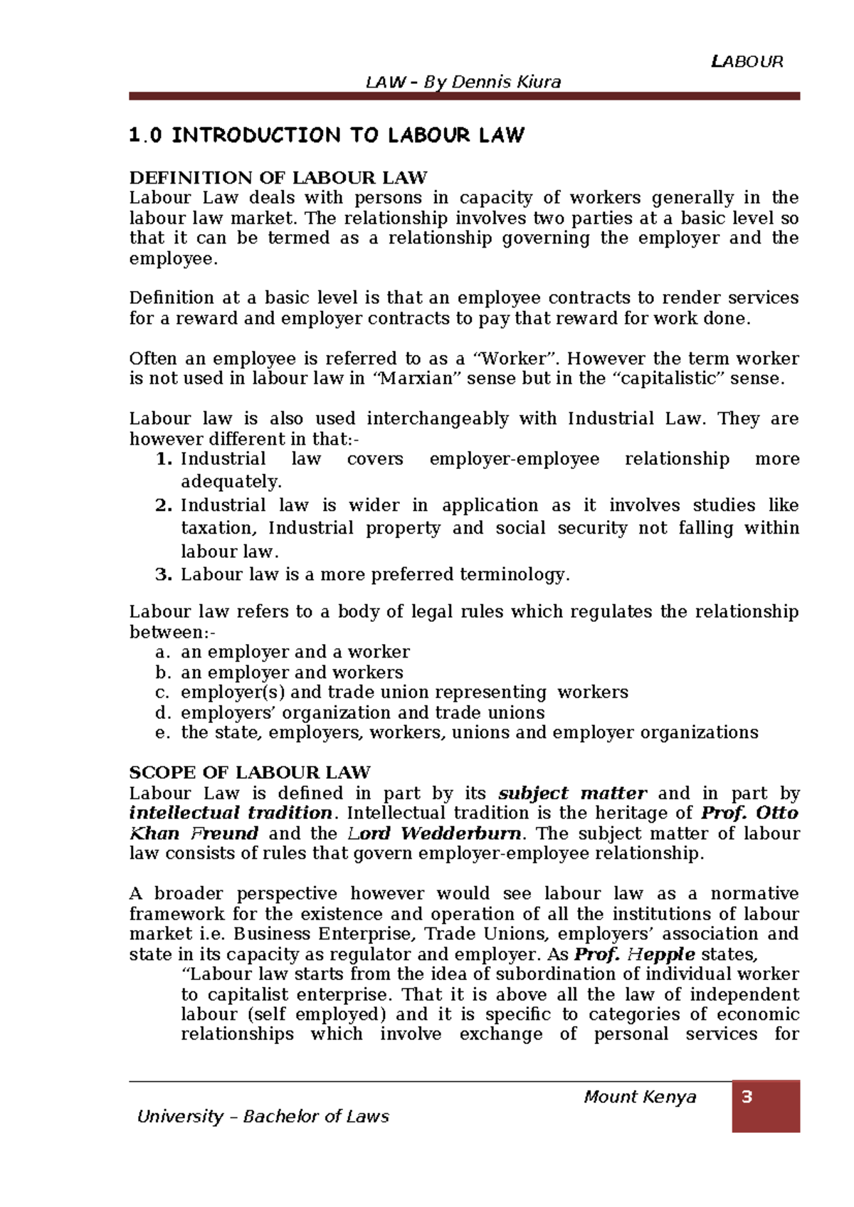 LABOUR LAW NOTES (548837829) - Comprehensive Overview by Dennis Kiura ...