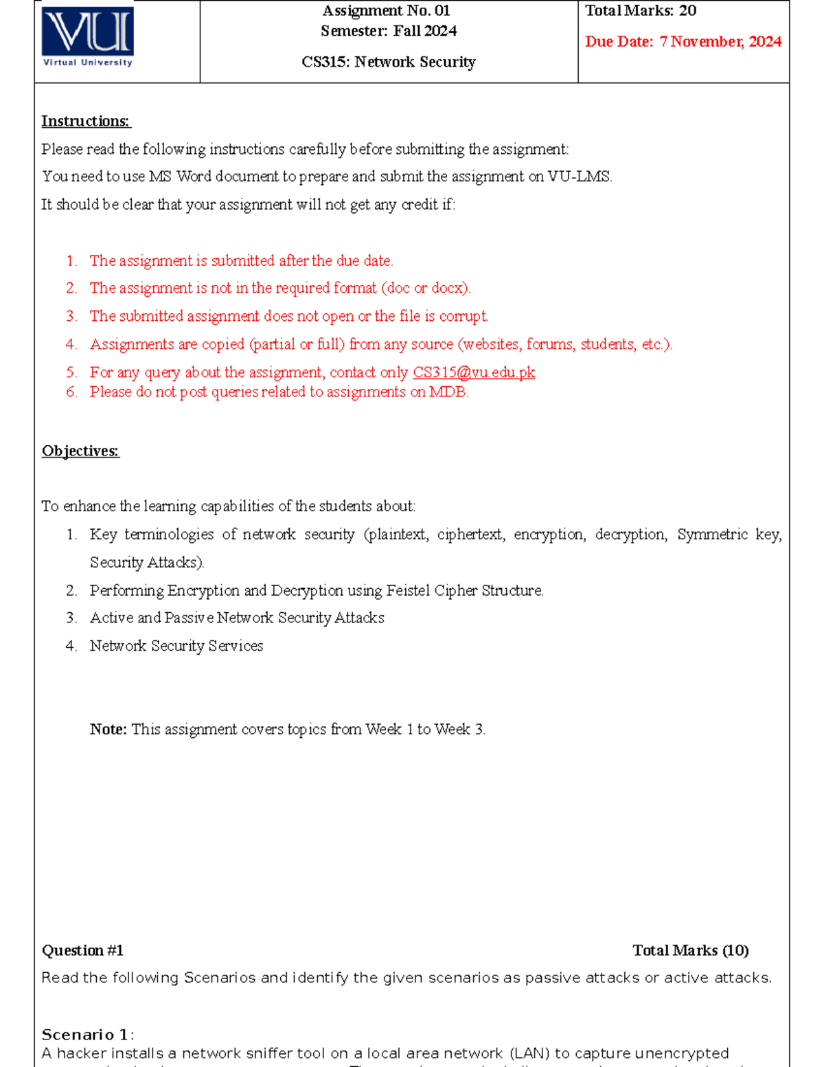 Fall 2024 CS315: Assignment 01 - Network Security Guidelines ...