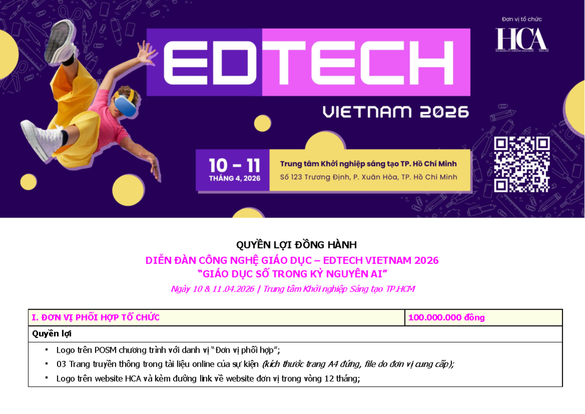 Quyền Lợi Đồng Hành Tại Diễn Đàn Edtech Vietnam 2026 - Studocu