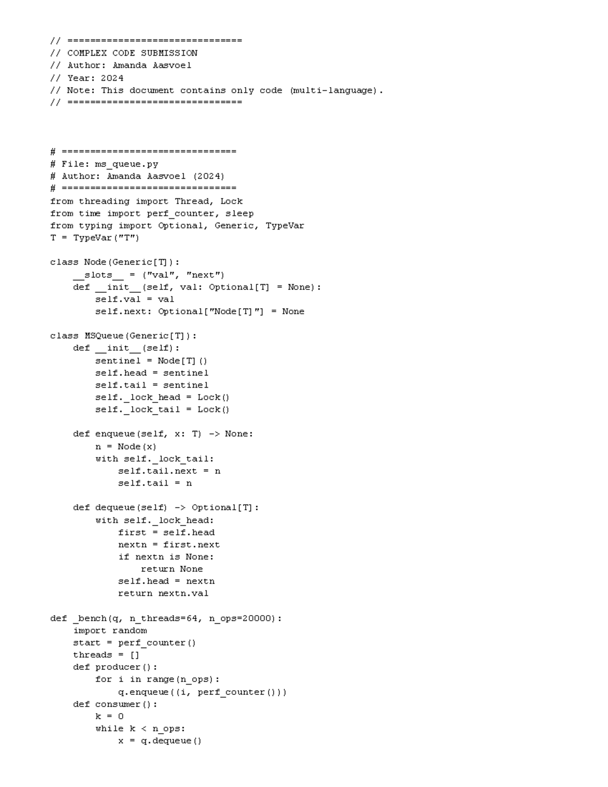 CS101: Complex Code Submission by Amanda Aasvoel (2024) - Studocu