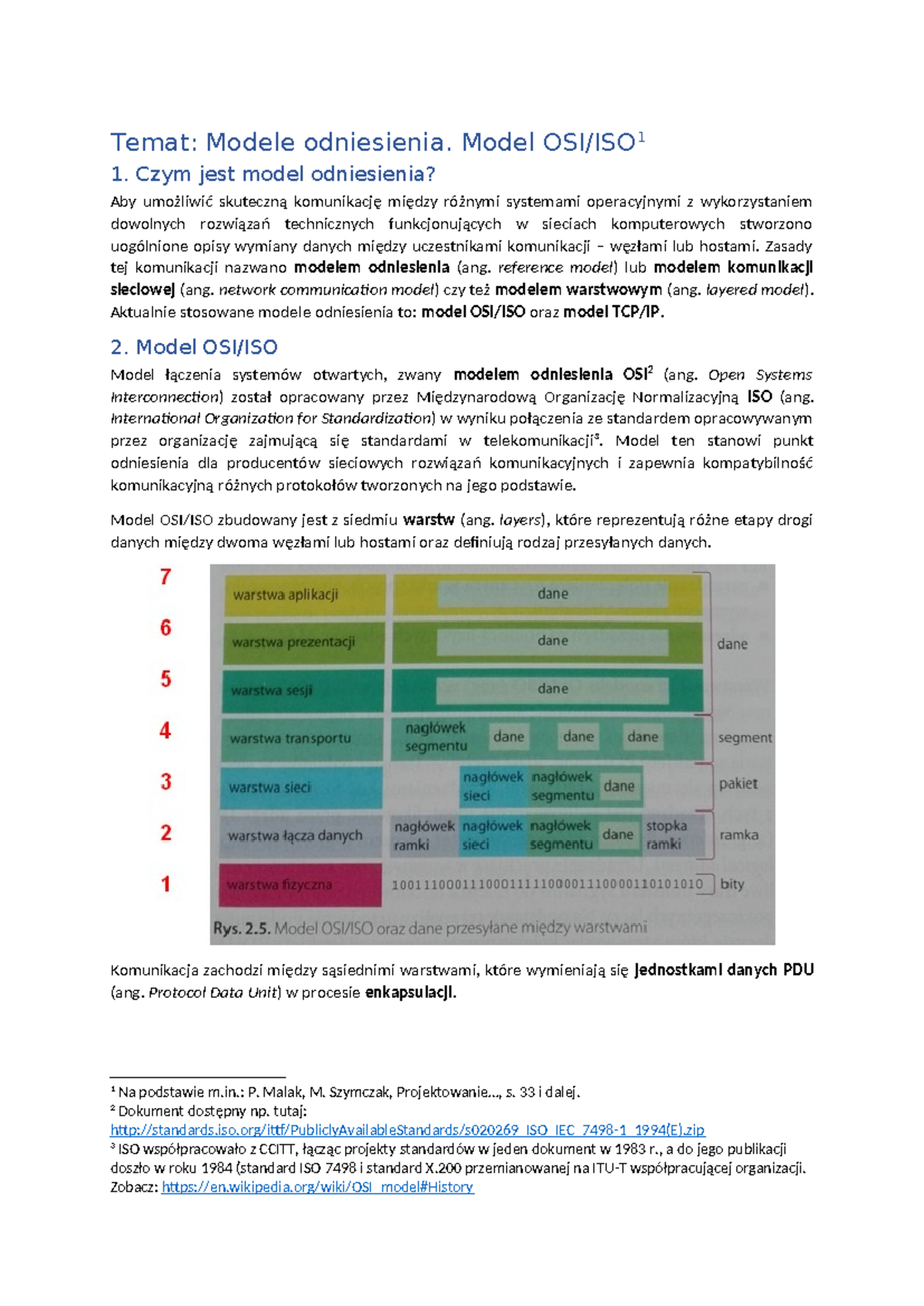 Model ISO-OSIv2 - Temat: Modele odniesienia. Model OSI/ISO 1 1. Czym ...