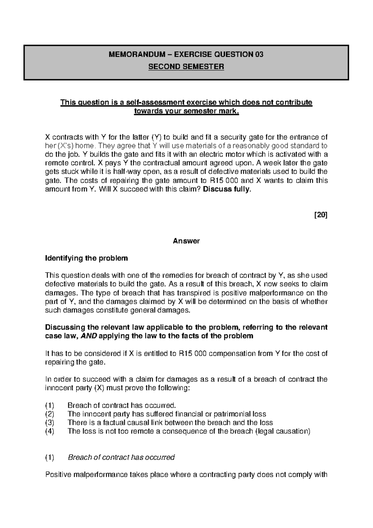 PVL3702 Memorandum Exercise Question 03 - MEMORANDUM – EXERCISE ...
