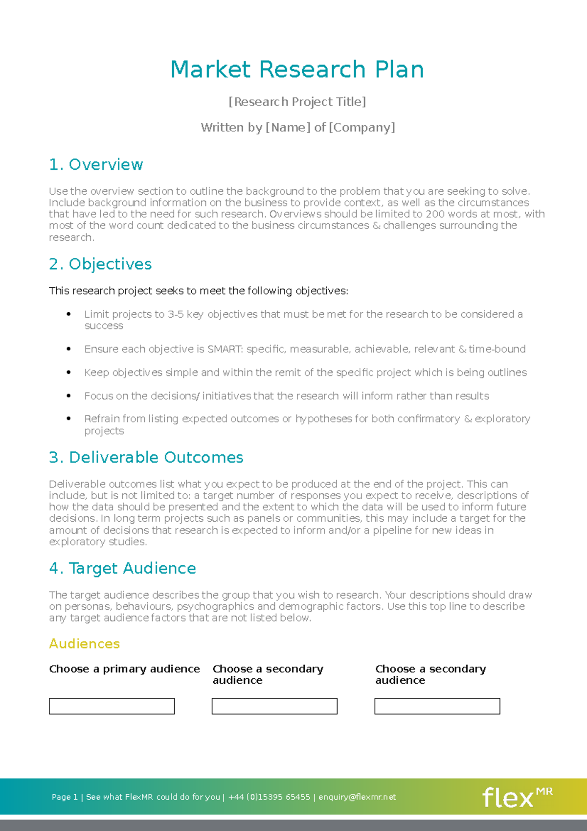 Market Research Template - Market Research Plan [Research Project Title ...