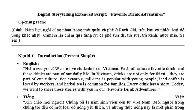 Digital Storytelling Extended Script: Vietnamese Drinks Exploration ...