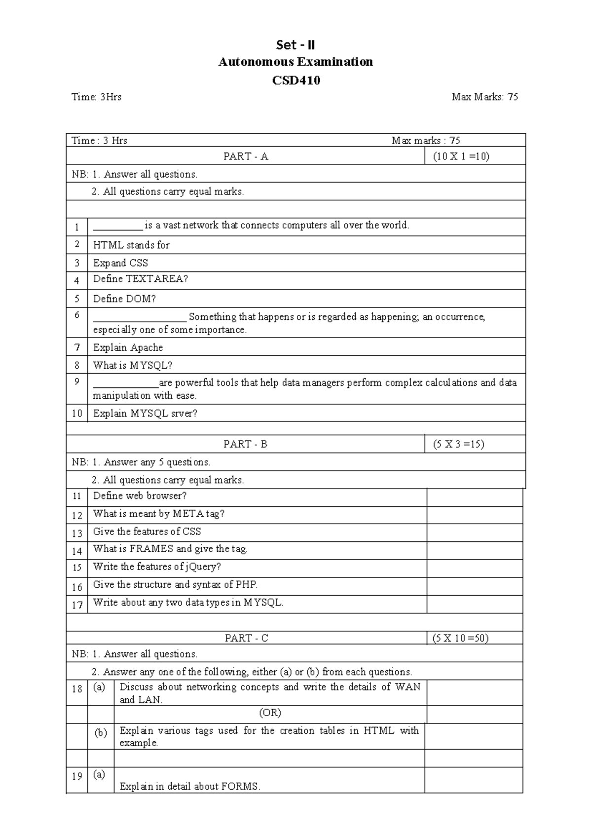Autonomous Examination-WEB-set2 - Set - II Autonomous Examination CSD ...
